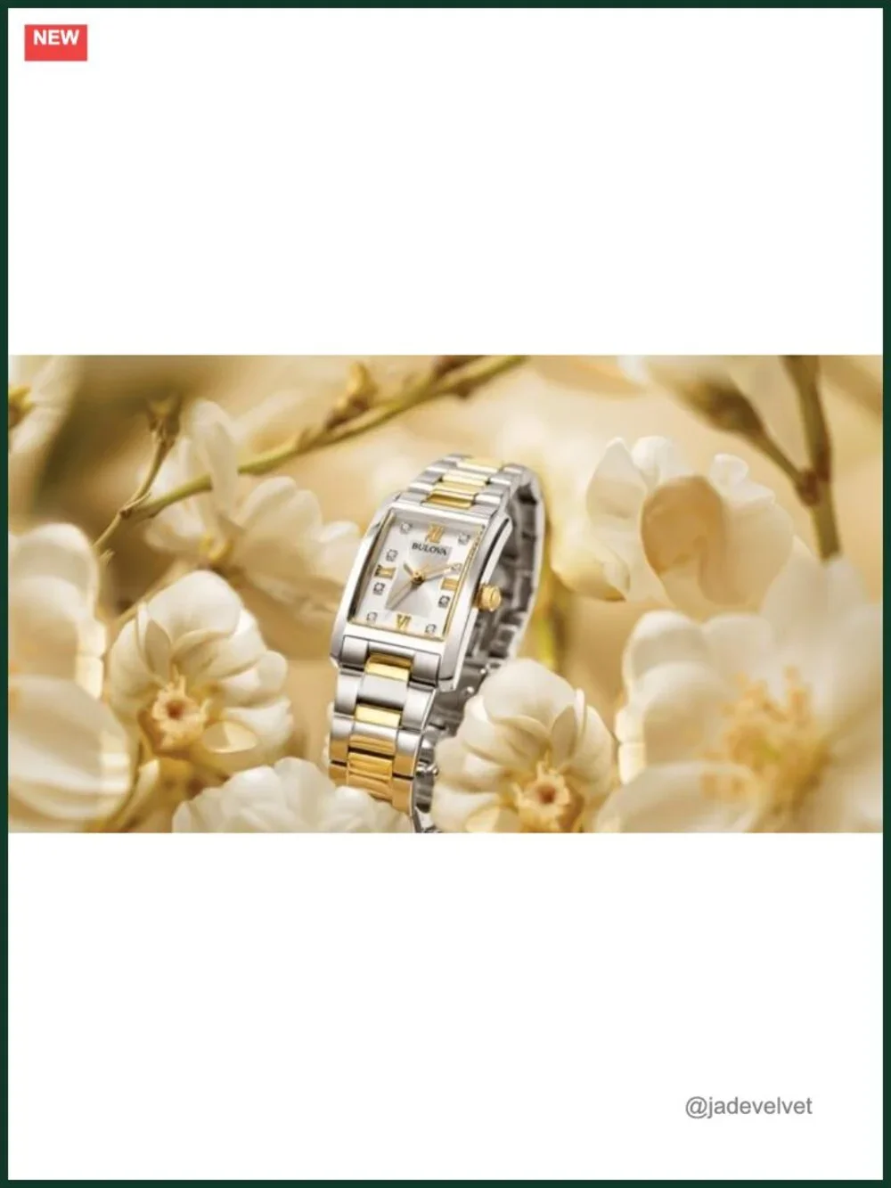 Ladies Classic Diamond Two-Tone Stainless Steel Quartz Watch Rectangle
